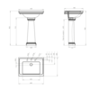 ex showroom: Imperial Deco 64cm basin with pedestal - black - 3 tap holes Imperial ex showroom: Imperial Deco 64cm basin with pedestal - black - 3 tap holes