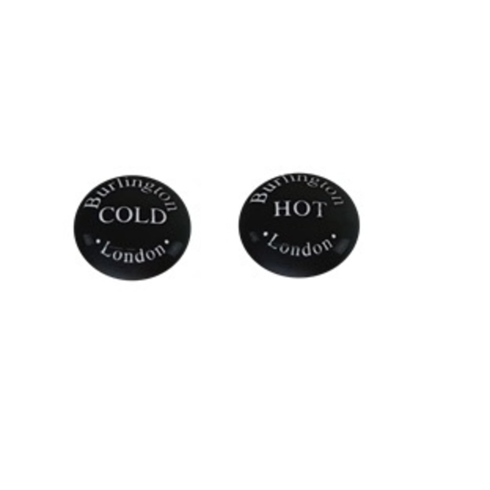 Burlington Burlington matt black HOT / COLD ceramic indices of tap handles (pair)