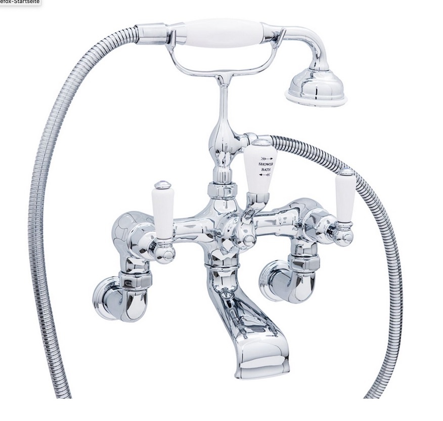 Traditional victorian wall mounted bath shower mixer white lever 3510 ...