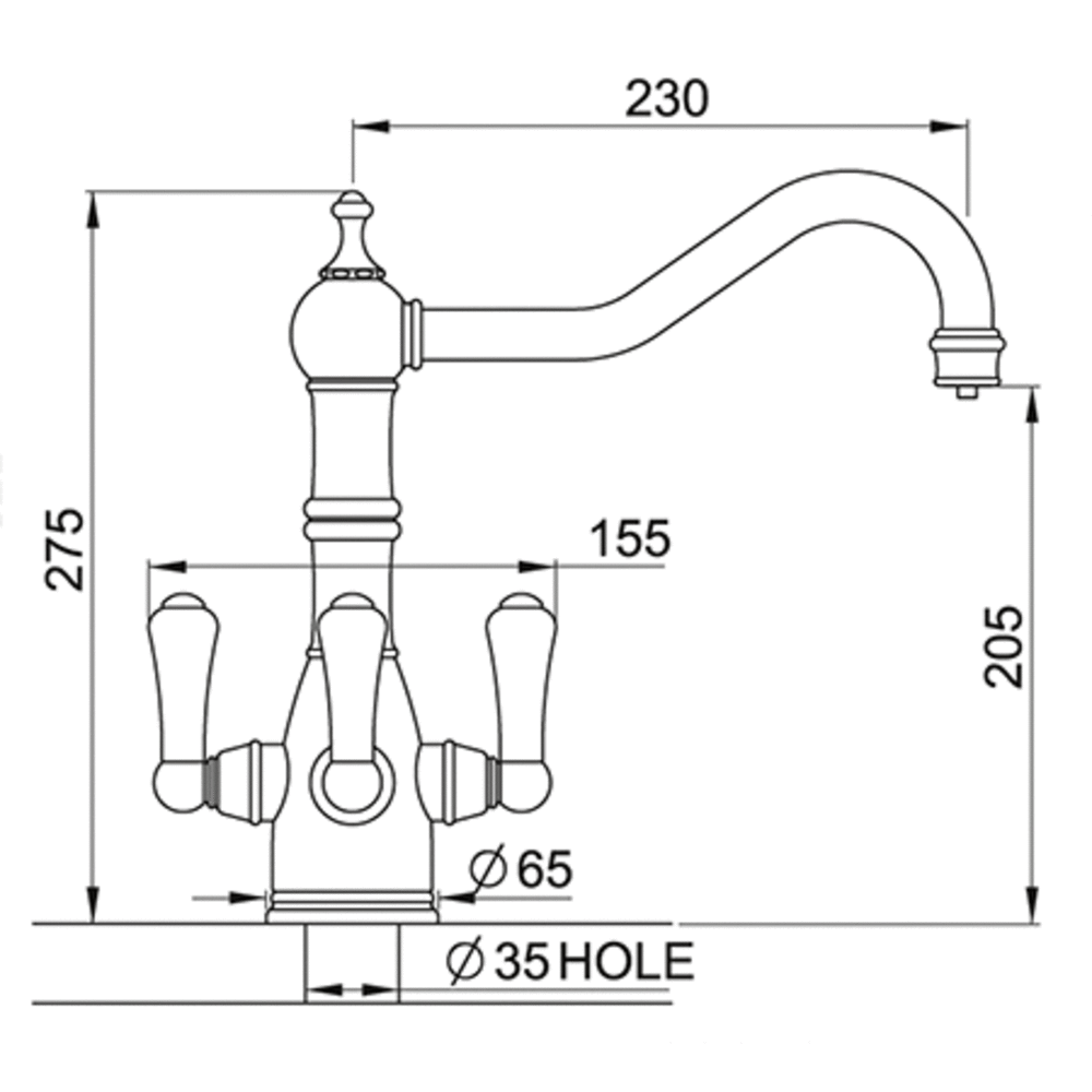 Perrin & Rowe Country Triflow filtration kitchen mixer Picardie E.1475