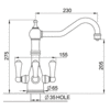 Perrin & Rowe Country Triflow filtration kitchen mixer Picardie E.1475