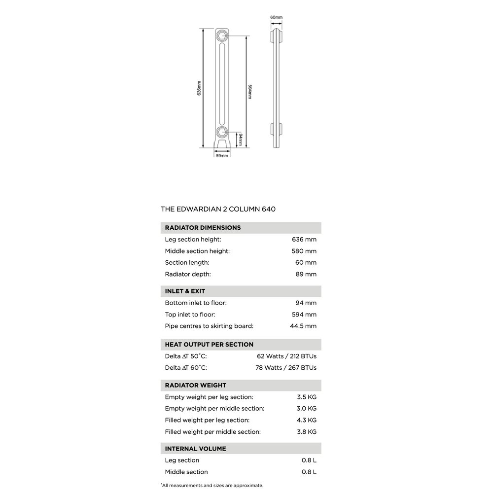 Arroll Cast Iron Radiator Edwardian - 636 mm