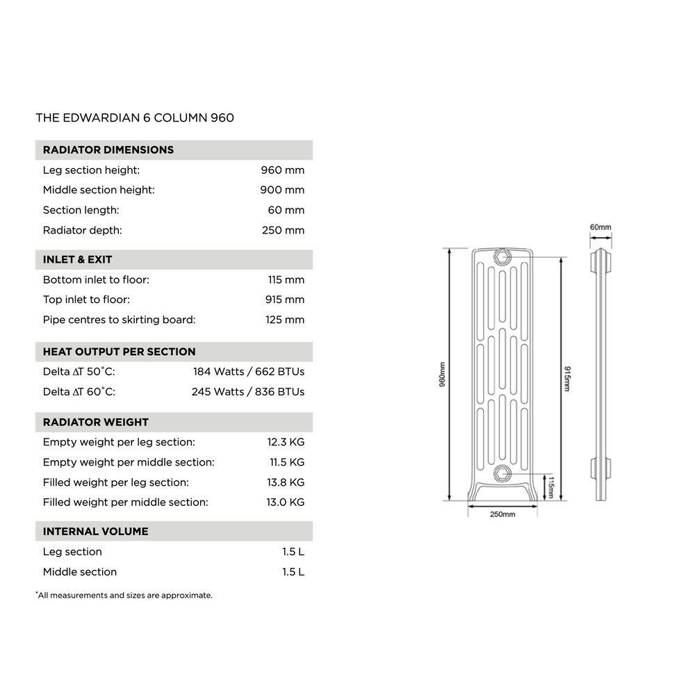 Arroll Cast Iron Radiator Edwardian - 960 mm