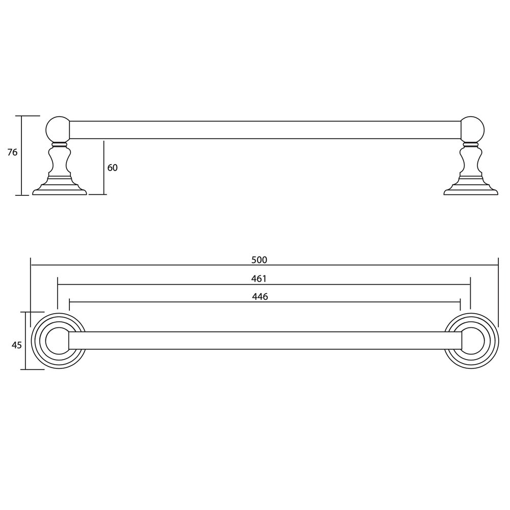 Imperial Richmond Single Towel Rail 50cm