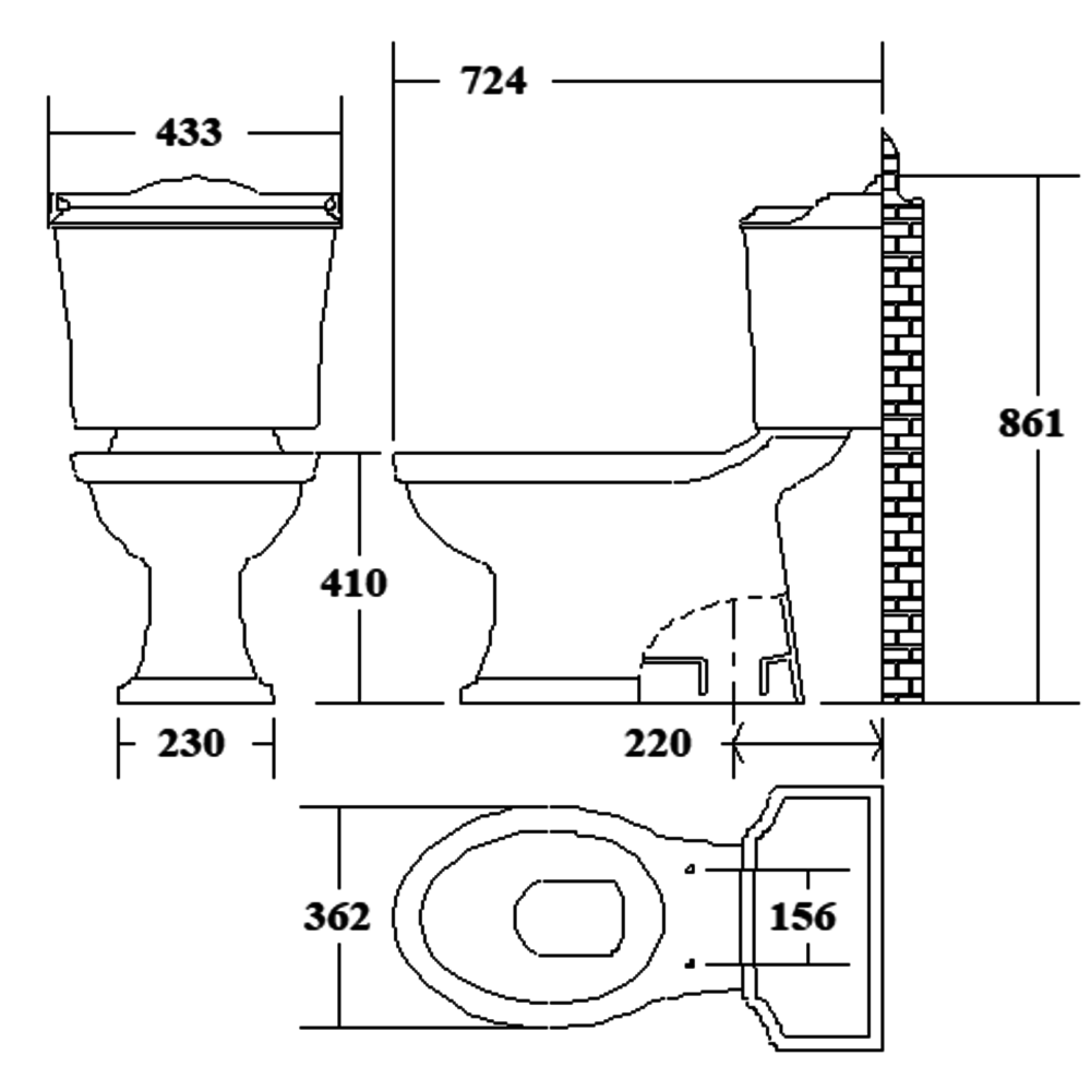 Perrin & Rowe Edwardian Edwardian Stand-WC mit Spülkasten & Hebelgriff   (S-Trap)