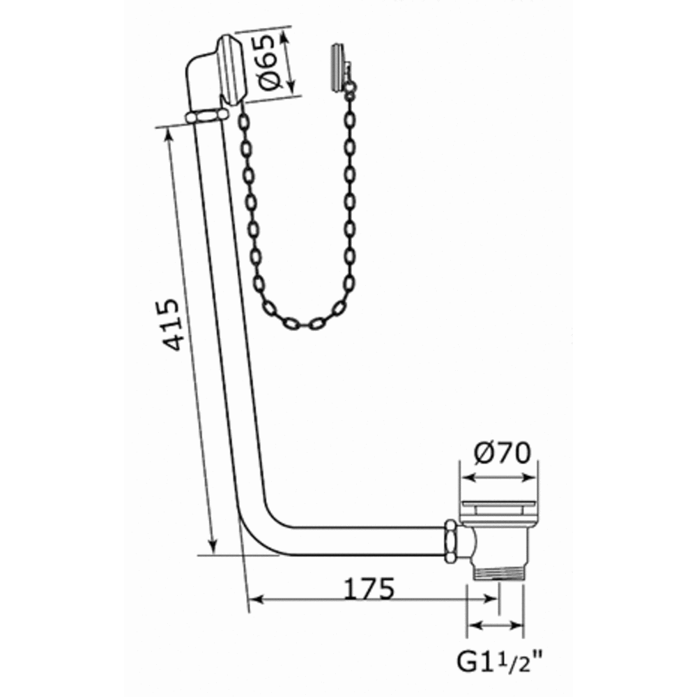 Perrin & Rowe PR exposed bath overflow with plug and chain E.6712