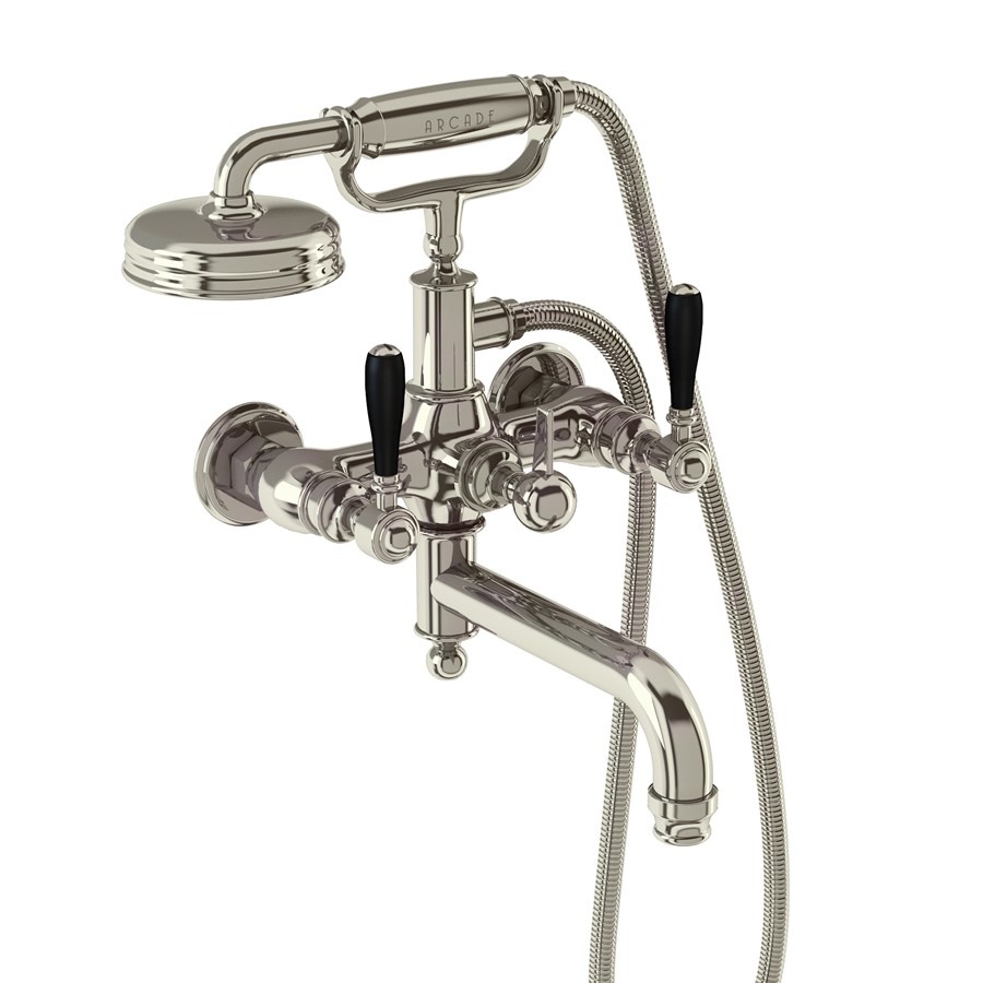 Arcade bath shower mixer, lever handle, wall mounted, nickel