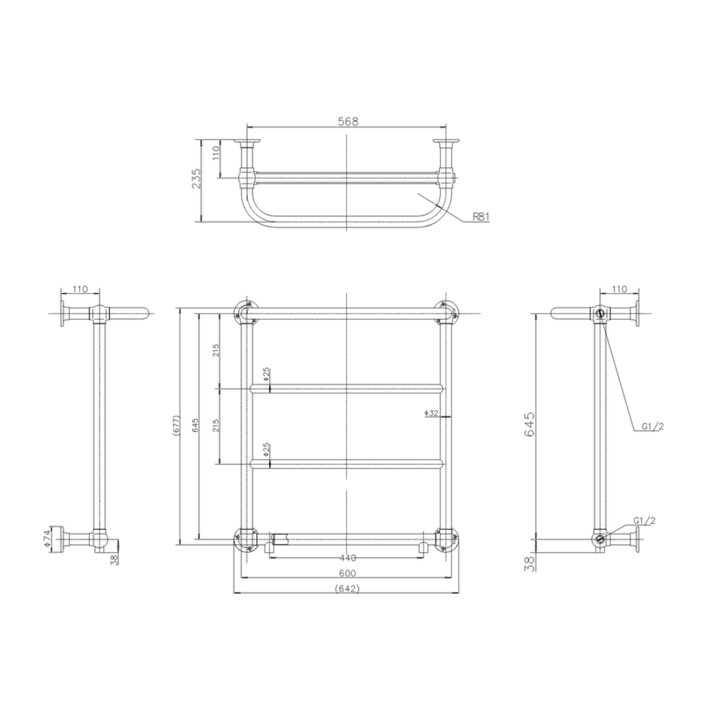 Burlington Traditional wall mounted towel rail  Cleaver R3