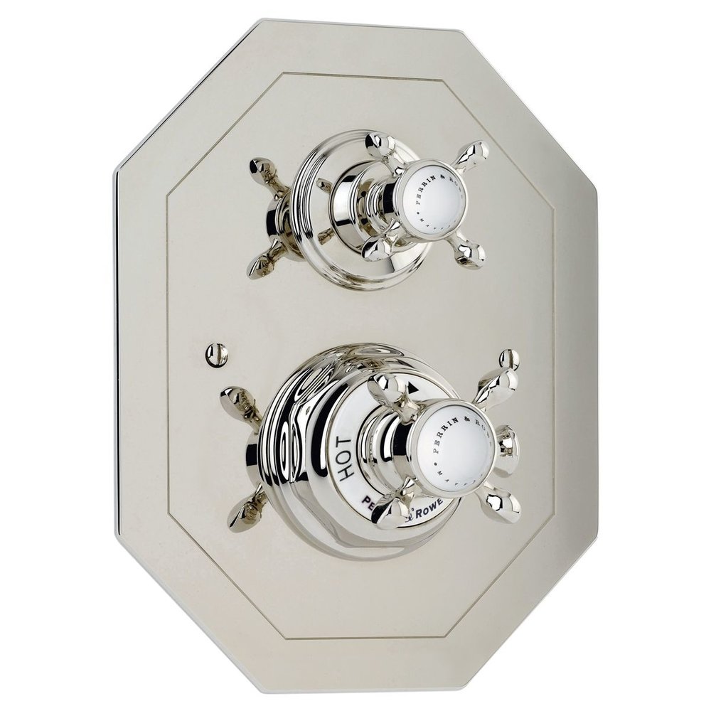 Perrin & Rowe Victorian White Traditional concealed shower thermo with diverter 5579