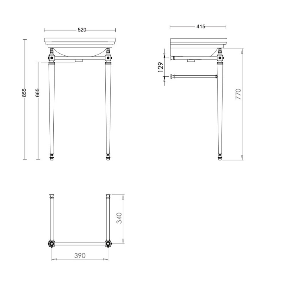 Imperial Retro wastafel Imperial Deco 52cm met metalen onderstel