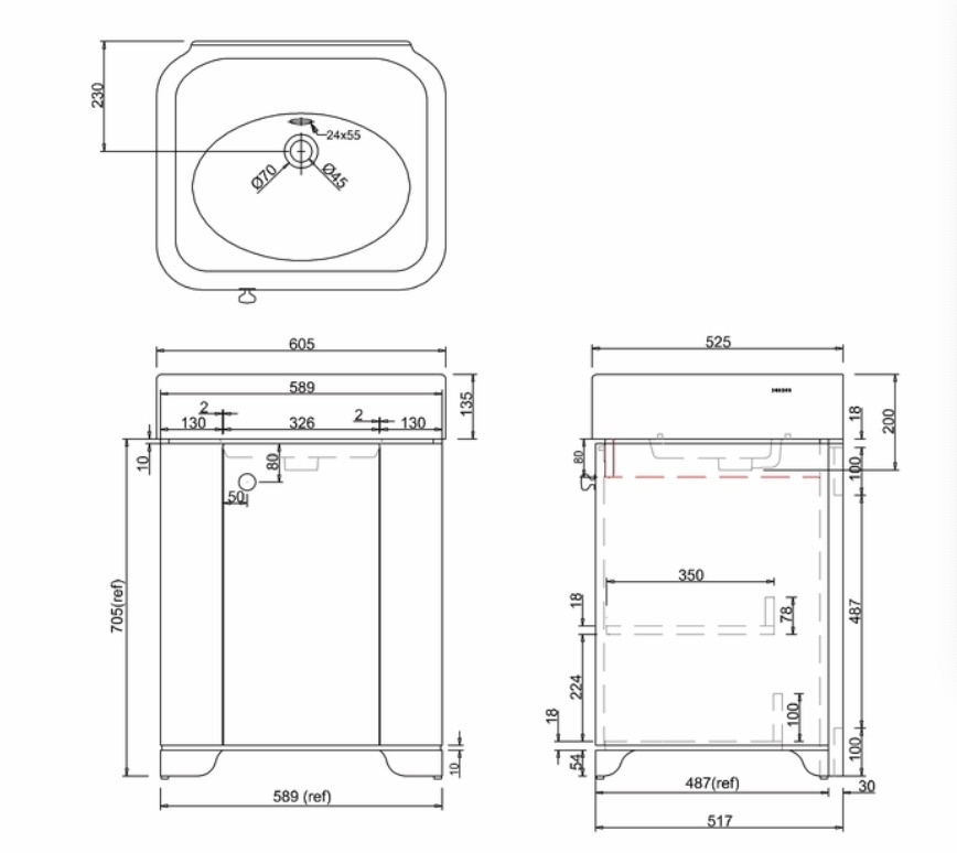 ex showroom Arcade 600 dark olive with 3hole basin TheClassicHouse the classic