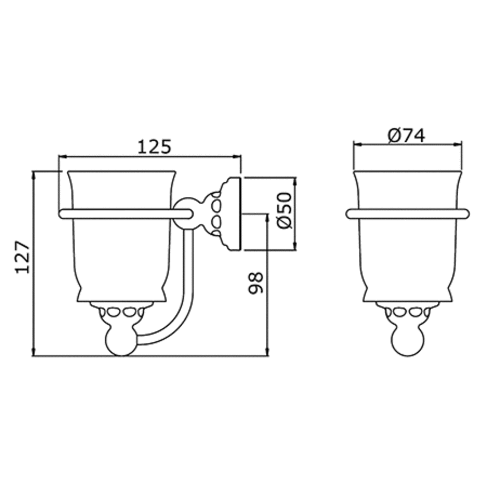 Perrin & Rowe Victorian ex showroom: PR Victorian Wall mounted Single Tumbler Holder 6925 - satin brass