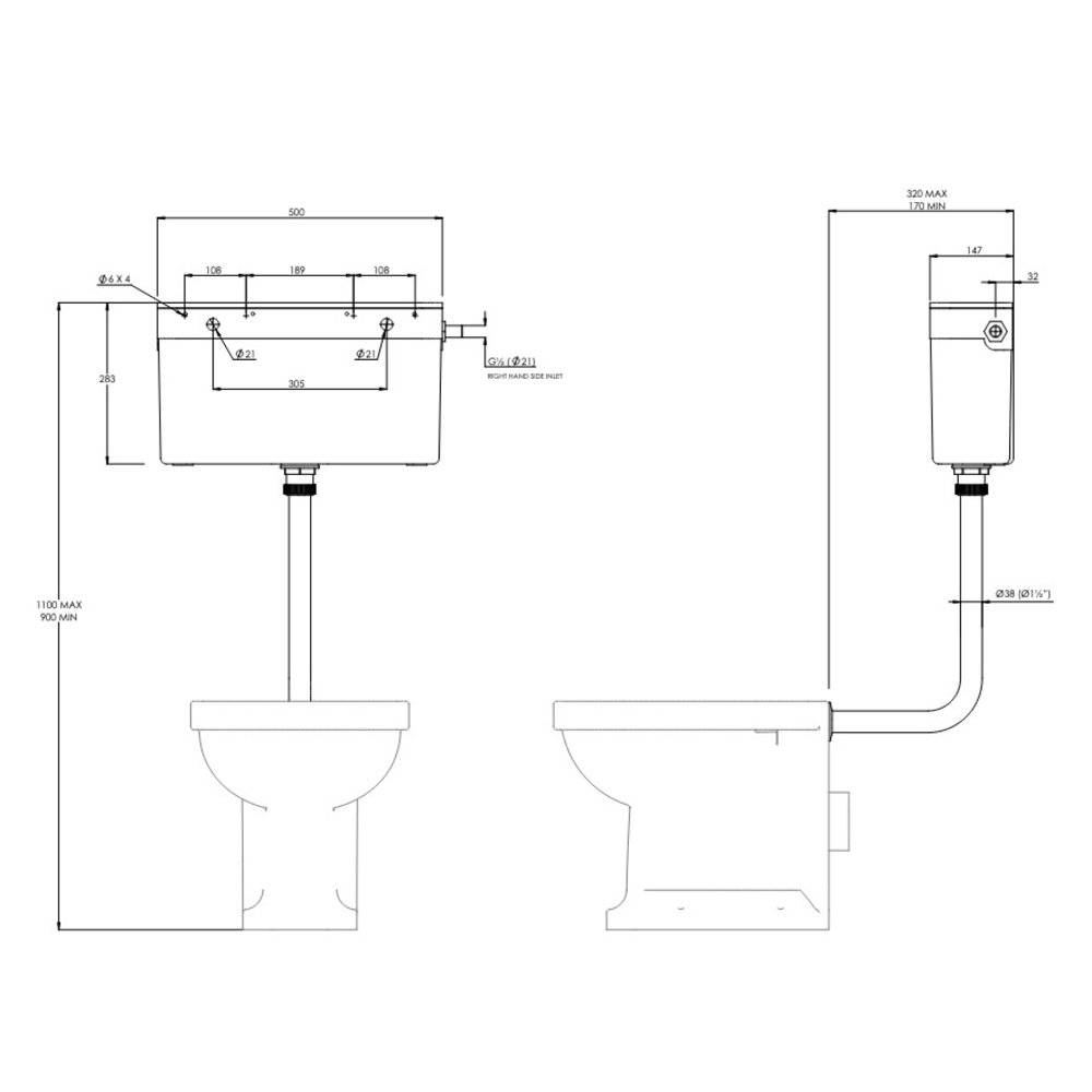 Lefroy Brooks LB Dual Flush concealed cistern  LB7296