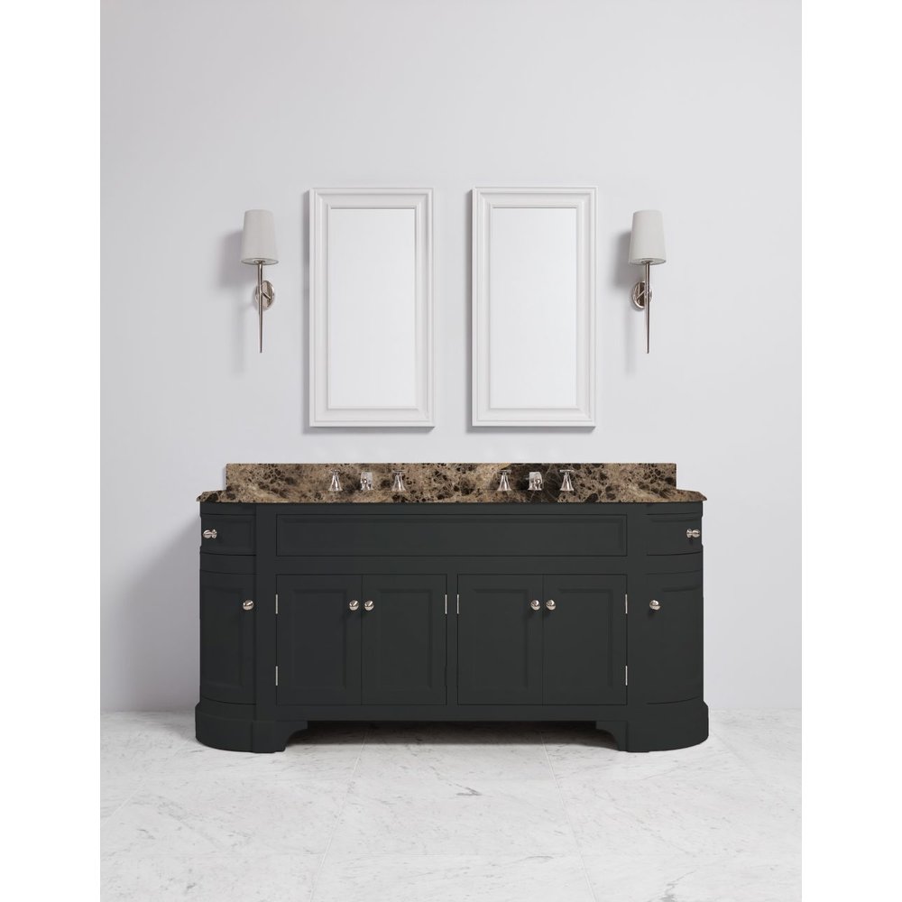 Porter Bathroom Stratford Grand Coole VP100  - wooden wash basin stand with doors, natural stone top and underbuilt basins