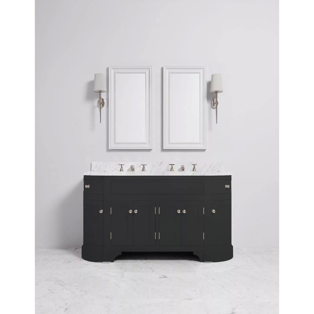 Porter Bathroom Stratford Double Coole VP101  - wooden wash basin stand with doors, natural stone top and underbuilt basins