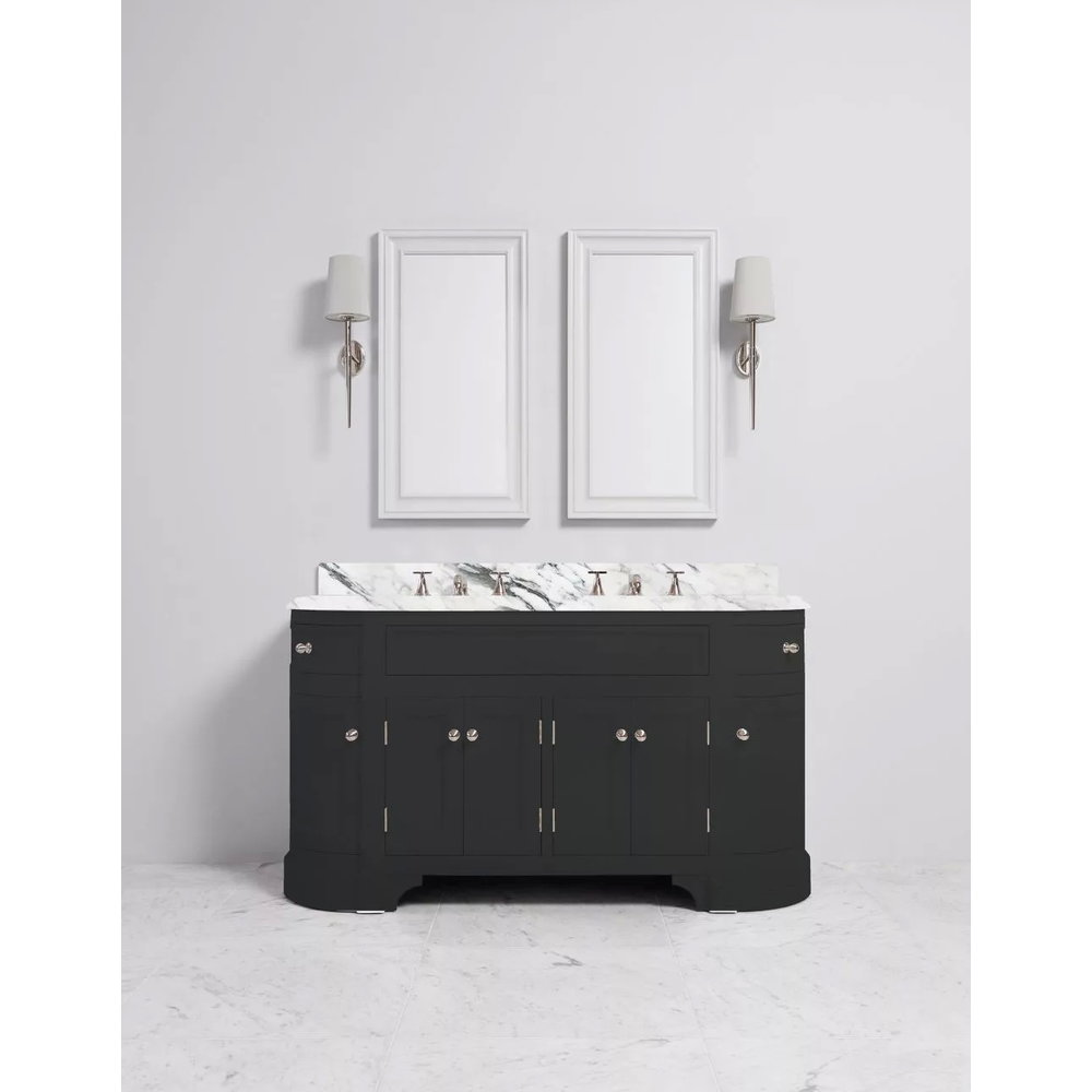 Porter Bathroom Stratford Double Coole VP101  - wooden wash basin stand with doors, natural stone top and underbuilt basins