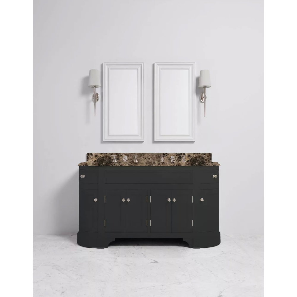 Porter Bathroom Stratford Double Coole VP101  - wooden wash basin stand with doors, natural stone top and underbuilt basins