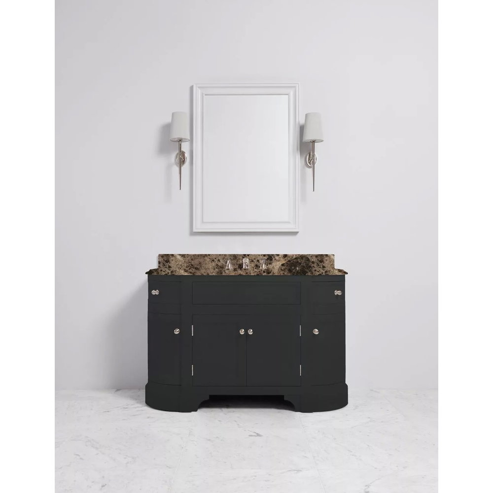 Porter Bathroom Stratford Mid Coole VP102  - wooden wash basin stand with doors, natural stone top and underbuilt basins