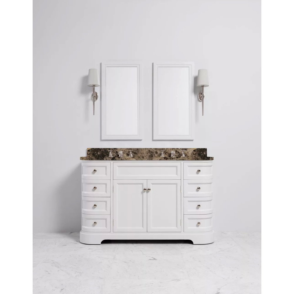 Porter Bathroom Regent Double Moher VP106  - wooden wash basin stand with doors, natural stone top and underbuilt basins