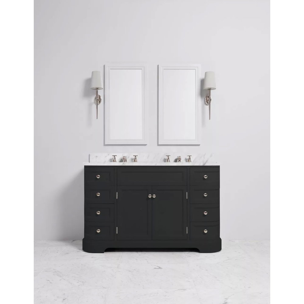 Porter Bathroom Regent Double Coole VP106  - wooden wash basin stand with doors, natural stone top and underbuilt basins