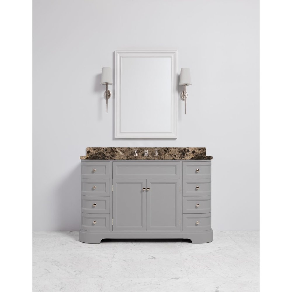 Porter Bathroom Regent Mid Moher VP107  - wooden wash basin stand with doors, natural stone top and underbuilt basin