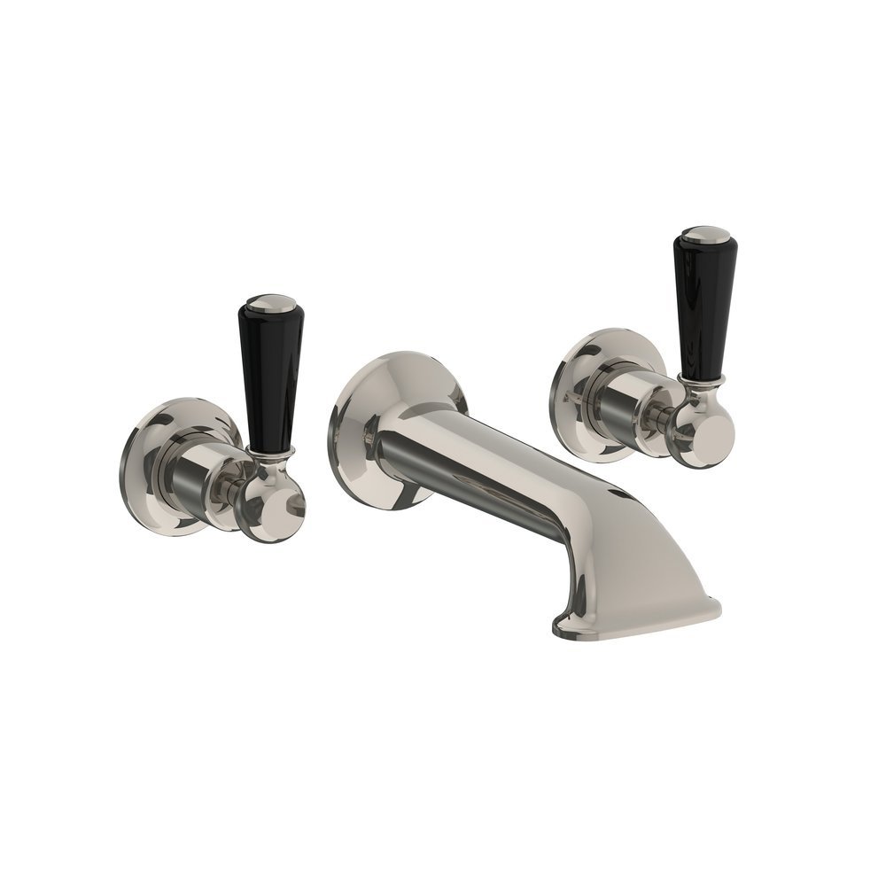 Lefroy Brooks 1900 Classic Black LB1900 Classic Black 3-hole wall mounted bath mixer with lever handles BL-1152