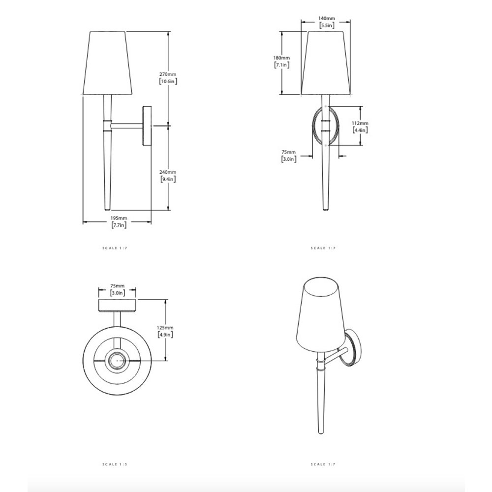 Porter Bathroom Trinity Tall wandlamp L500