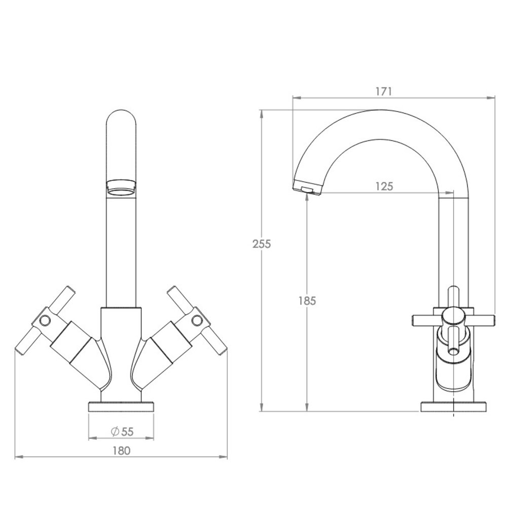 Porter Bathroom Pelham 1-gats wastafelkraan met kruisgrepen BB600