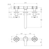 Porter Bathroom Pelham 3-Loch Waschtisch-Armatur Wandmontage mit Kreuzgriff BB602