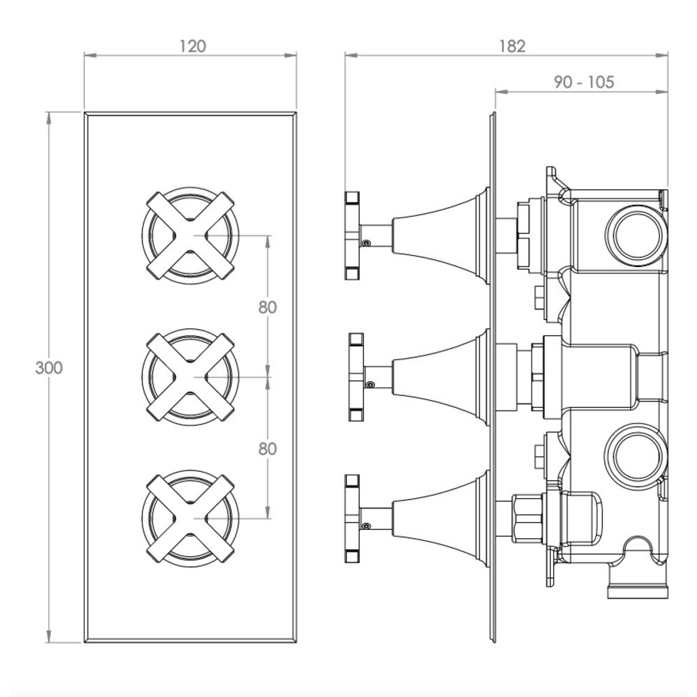 Porter Bathroom Hepworth concealed threeway diverter thermostatic shower BS630