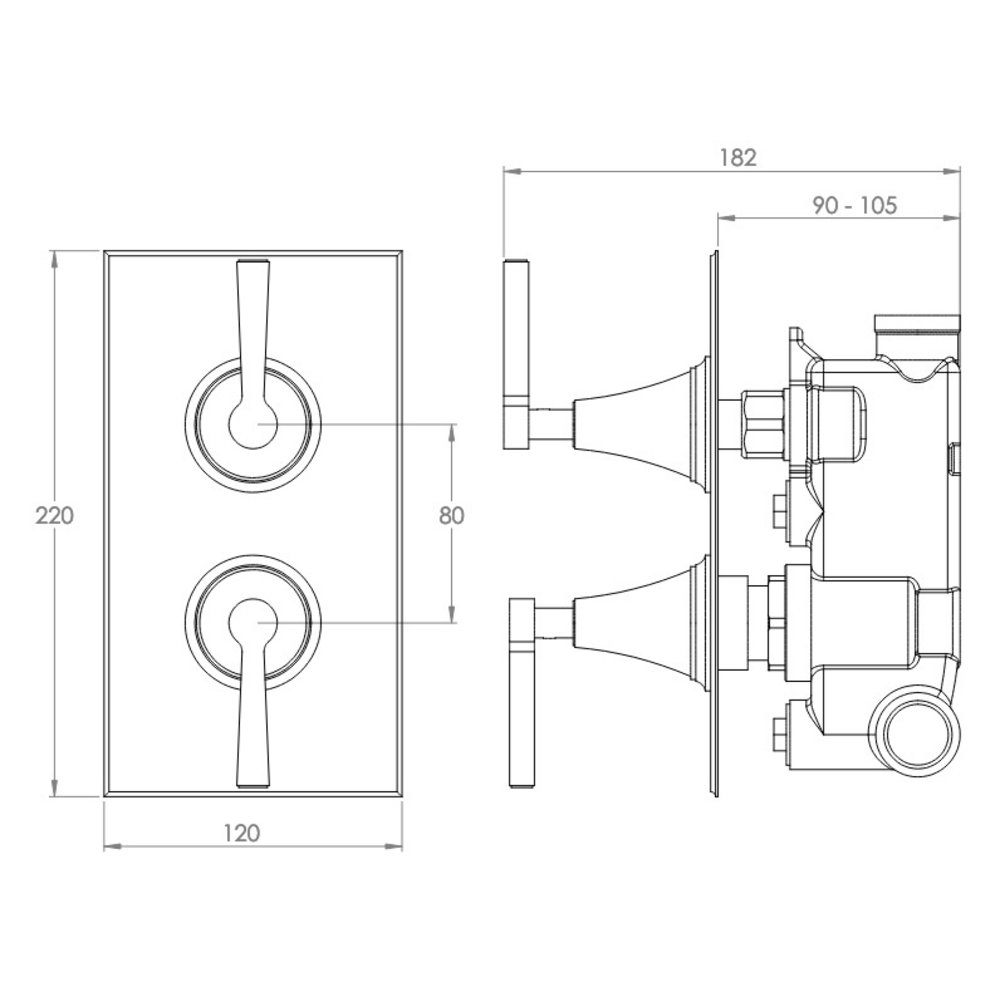 Porter Bathroom Hepworth Inbouw douchethermostaat met stopkraan BS631