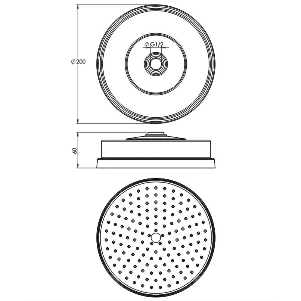 Porter Bathroom Hepworth douchekob 20cm (8") of 30cm (12")