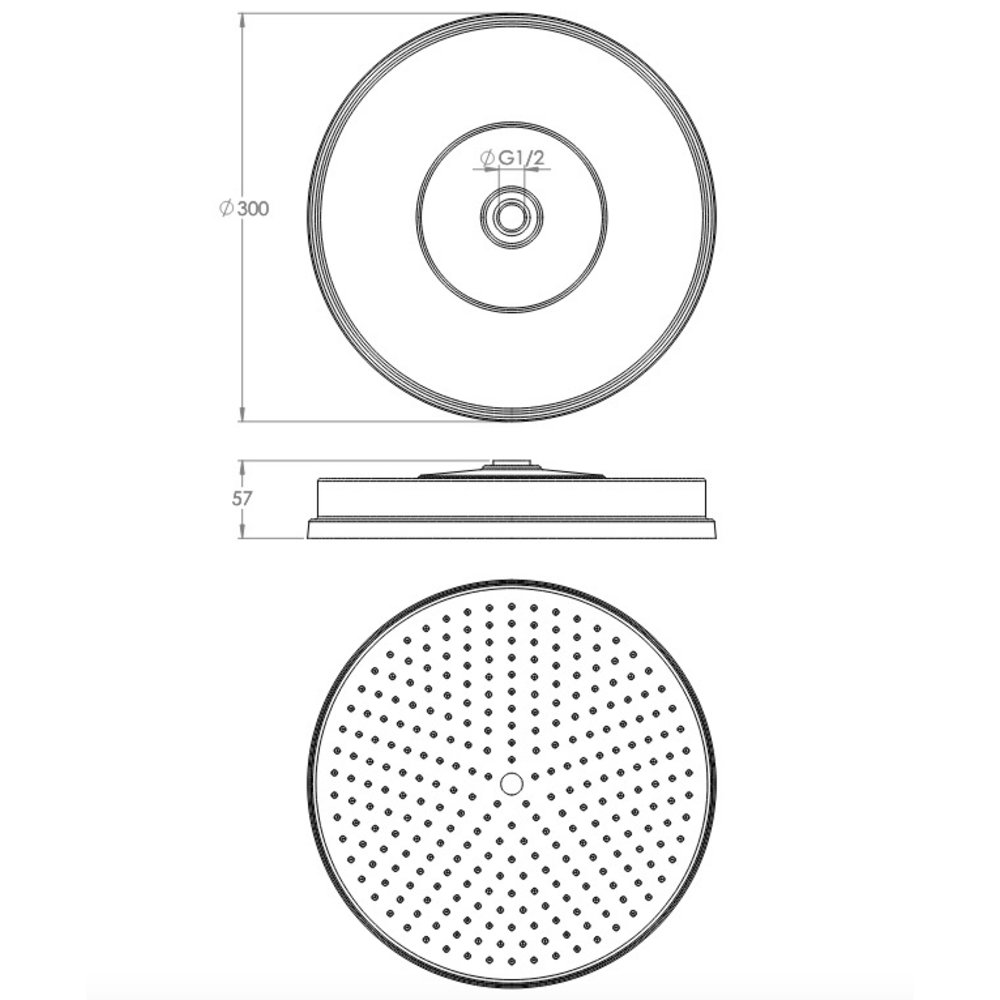 Porter Bathroom Hepworth Duschkopf 20cm (8") oder 30cm (12")