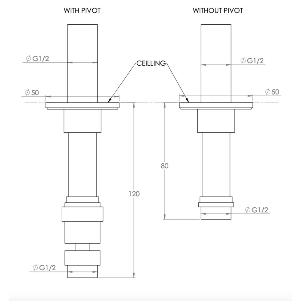 Porter Bathroom Deckenanschluss Duschkopf  BS636 / BS642 / BS643