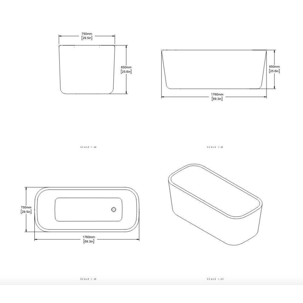 Porter Bathroom PB Carrara Vrijstaand Marmeren Bad BS225