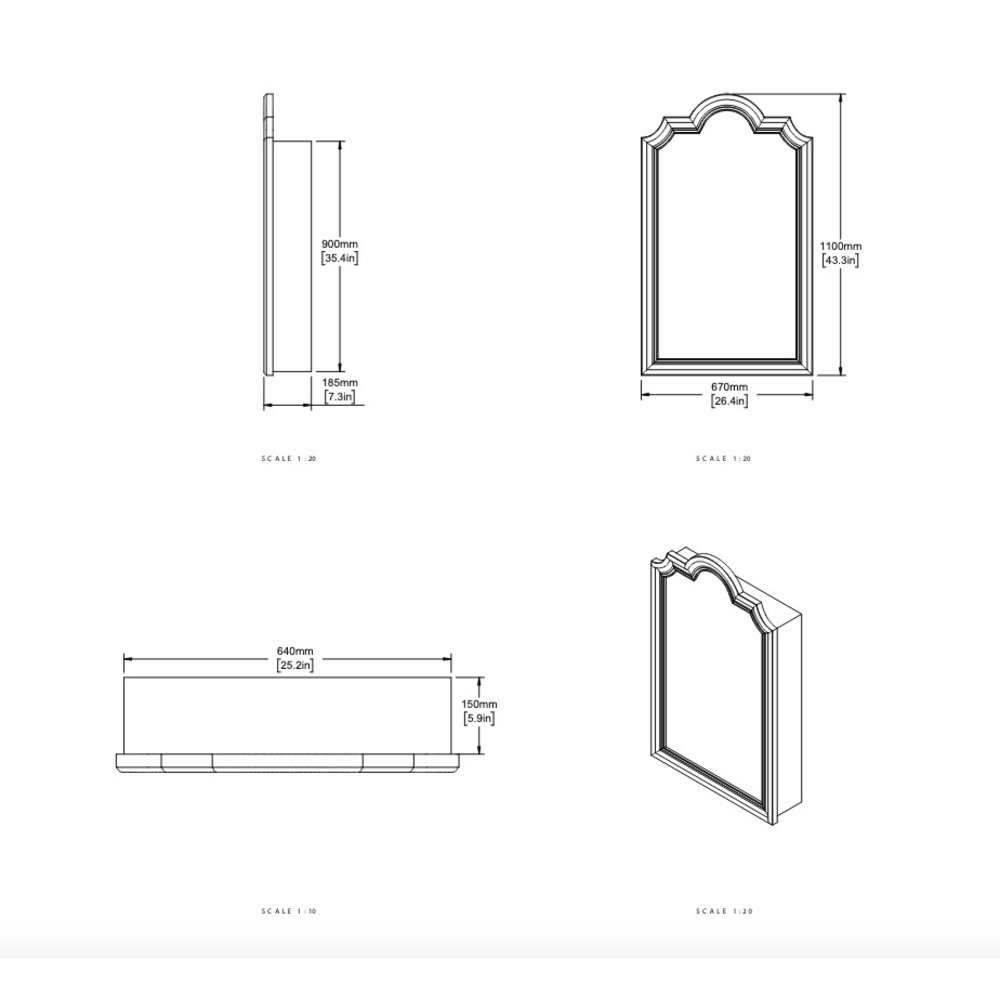 Porter Bathroom Dijon Large Spiegelschrank CP404