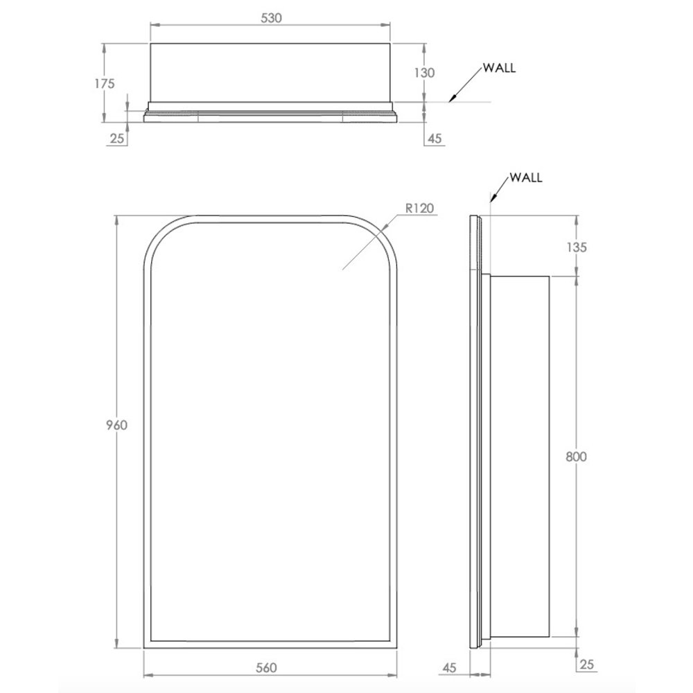 Porter Bathroom Arc Large mirror cabinet CM436