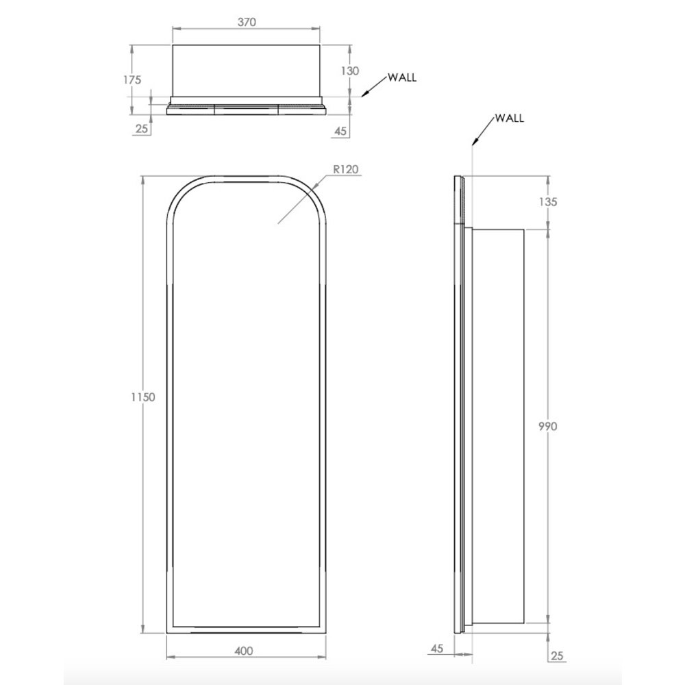 Porter Bathroom Arc Tall mirror cabinet CM437