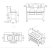 Cavendish Double V128 - massief houten wastafelstand met laden, natuursteen blad en opbouw wastafels Porter Bathroom Cavendish Double V128 - massief houten wastafelstand met laden, natuursteen blad en opbouw wastafels
