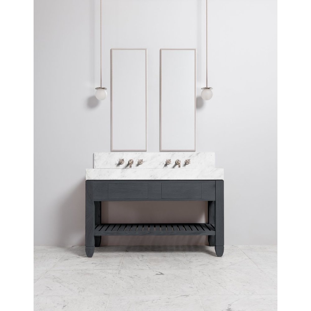 Porter Cavendish Cavendish Block Double VW150  - wooden wash basin stand with drawers, natural stone top and underbuilt basins