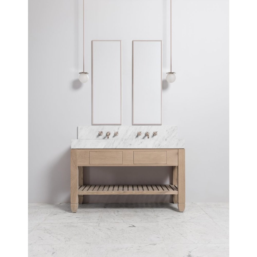 Porter Cavendish Cavendish Block Double VW150  - wooden wash basin stand with drawers, natural stone top and underbuilt basins