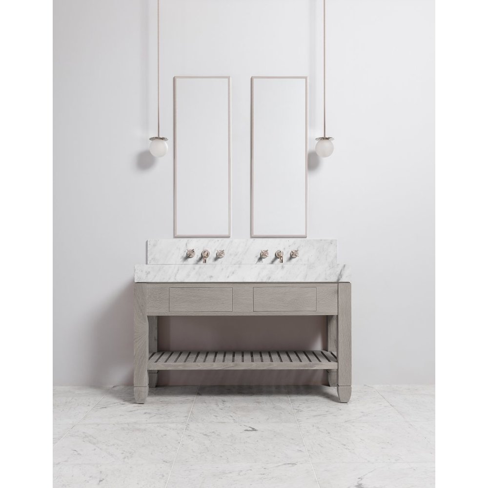 Porter Cavendish Cavendish Block Double VW150  - wooden wash basin stand with drawers, natural stone top and underbuilt basins
