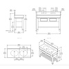 Porter Bathroom Cavendish Block Double VW150- massief houten wastafelstand met  laden, natuursteen blad en inbouw wastafels