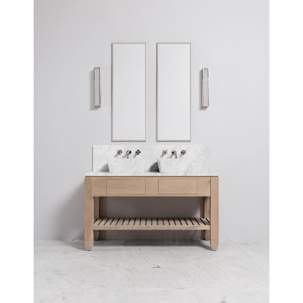 Porter Bathroom Cavendish Double VW151  - wooden wash basin stand with drawers, natural stone top and basins