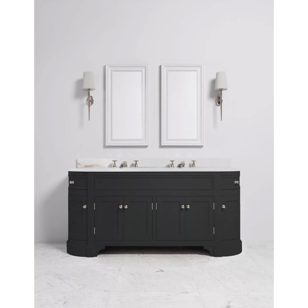 Porter Bathroom Stratford Grand Coole VP100  - wooden wash basin stand with doors, natural stone top and underbuilt basins