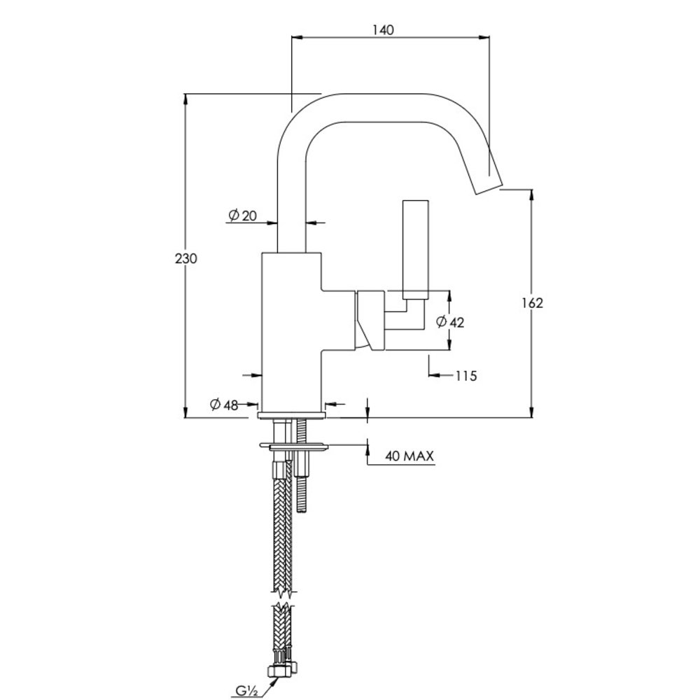 Coalbrook ZURICH Zurich 1-hole basin mixer ZU1001