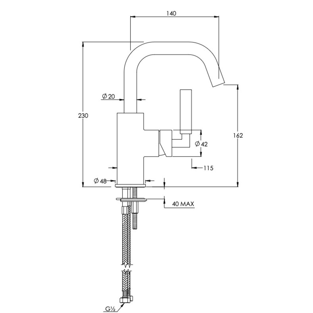 Coalbrook ZURICH Zurich 1-hole basin mixer ZU1001