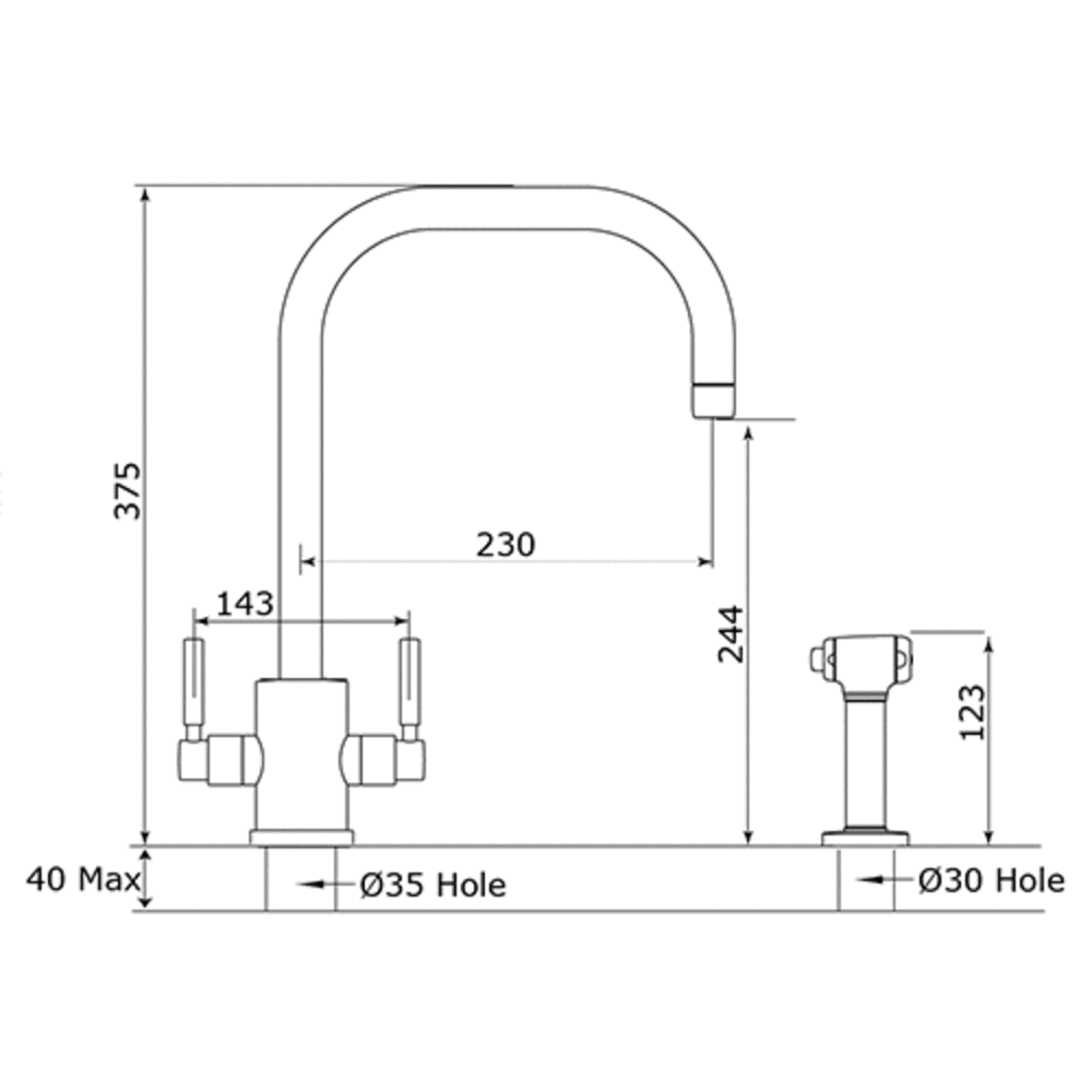 Perrin & Rowe Contemporary ex showroom: Keukenkraan   Orbiq U-spout E.4314NI