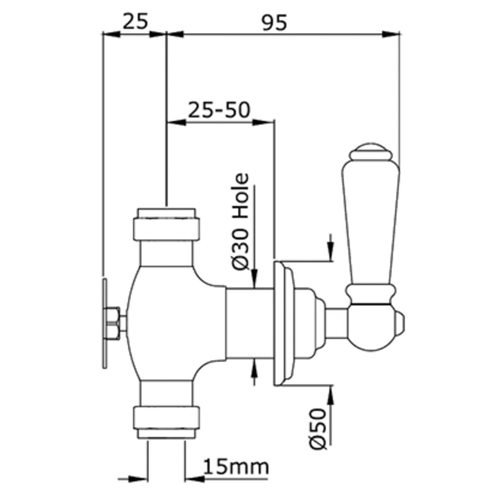 Perrin & Rowe Traditional PR Traditional 1/2" single wall valve with lever E.3266