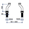 Burlington BU Deck mounting unions T18 (Bath-Shower-Mixer)